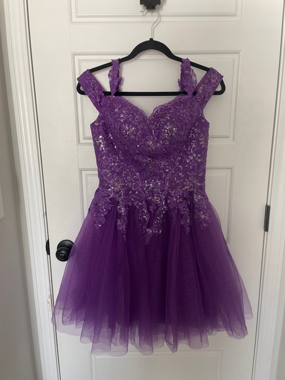 Corset Dress w/lace up back Purple Sequin & Net Body Mini style whimsical Fairy